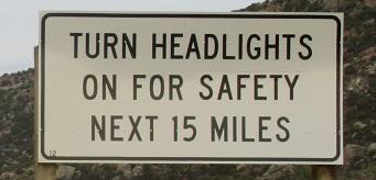 Regulatory Headlight Signs